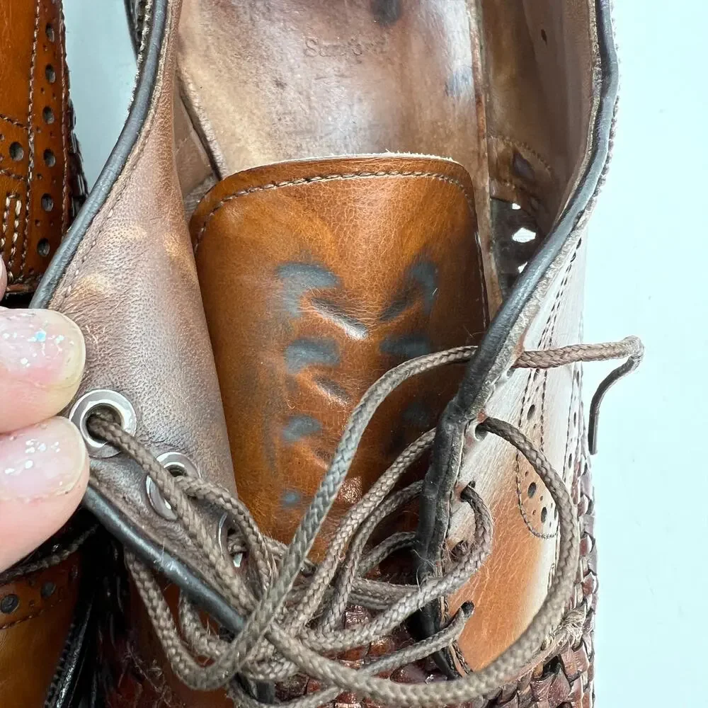 Allen Edmonds Sanford Leather Lace Ups In Oak Brown